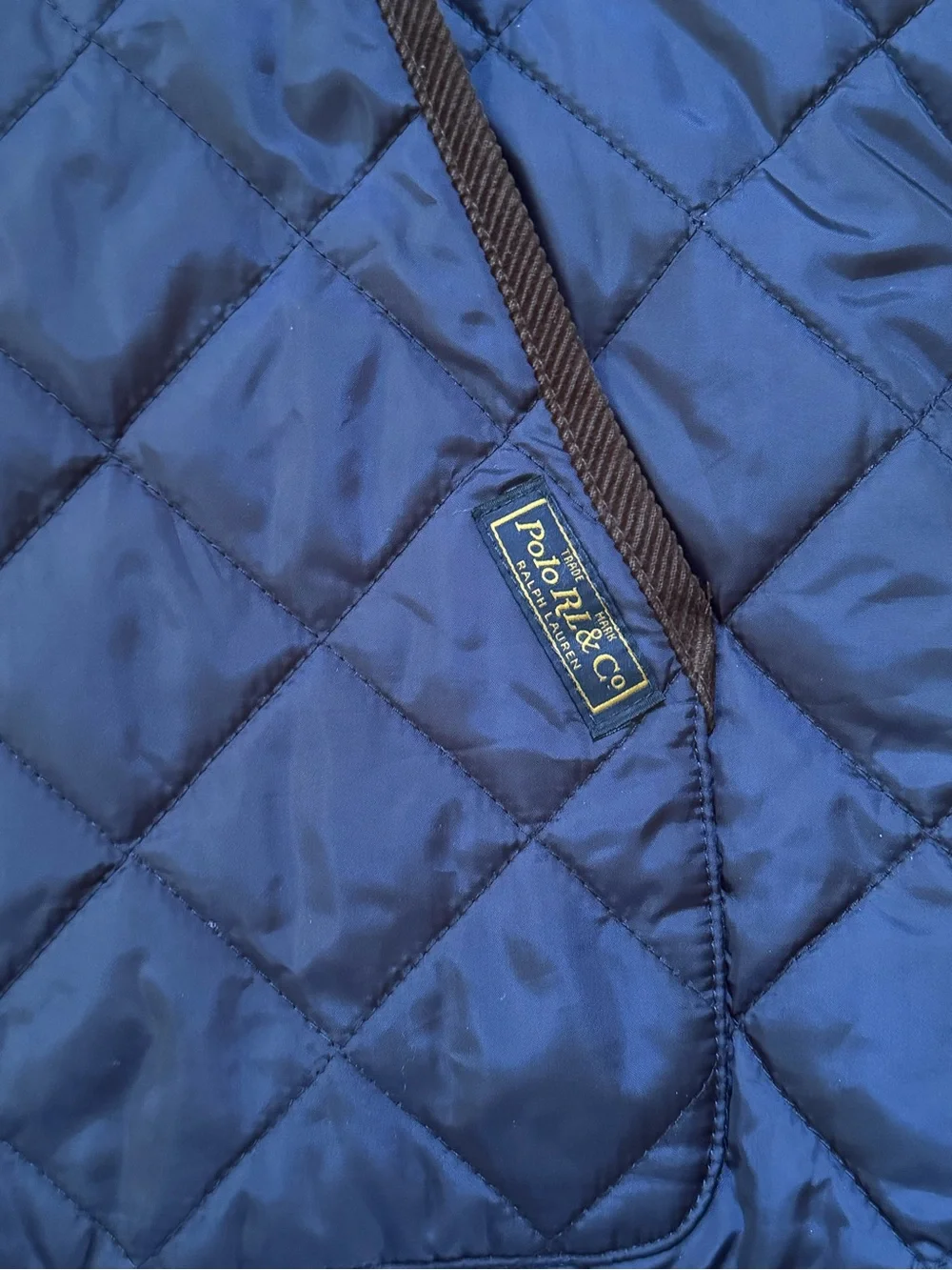 Polo Ralph Lauren Mens Quilted Field Jacket Navy Sz XL Corduroy Trim Equestrian